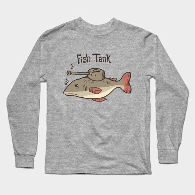 Fish Tank Fish wearing a tank turret on his body Long Sleeve T-Shirt by ActivLife